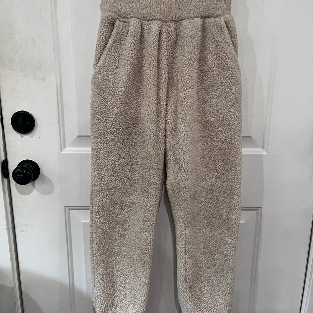 Cozy Beige Sherpa Joggers